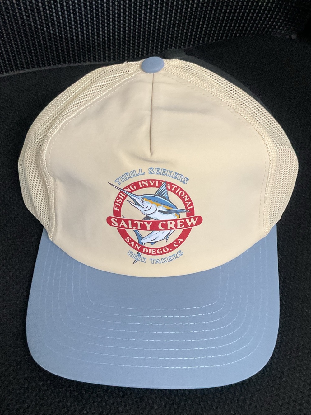Salty Crew Two-Tone Mesh Trucker Hat - Cream & Light Blue